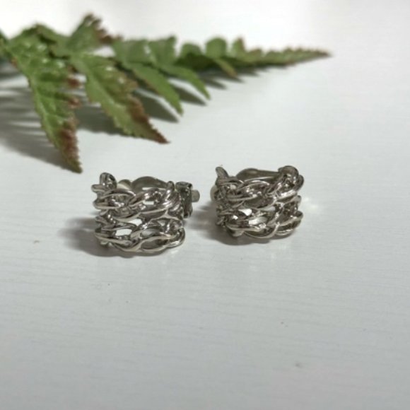 Chunky link Clip On Earrings - Picture 1 of 4